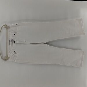 Chico's platinum white straight leg jeans size 2 short large 12 stretch Chicos